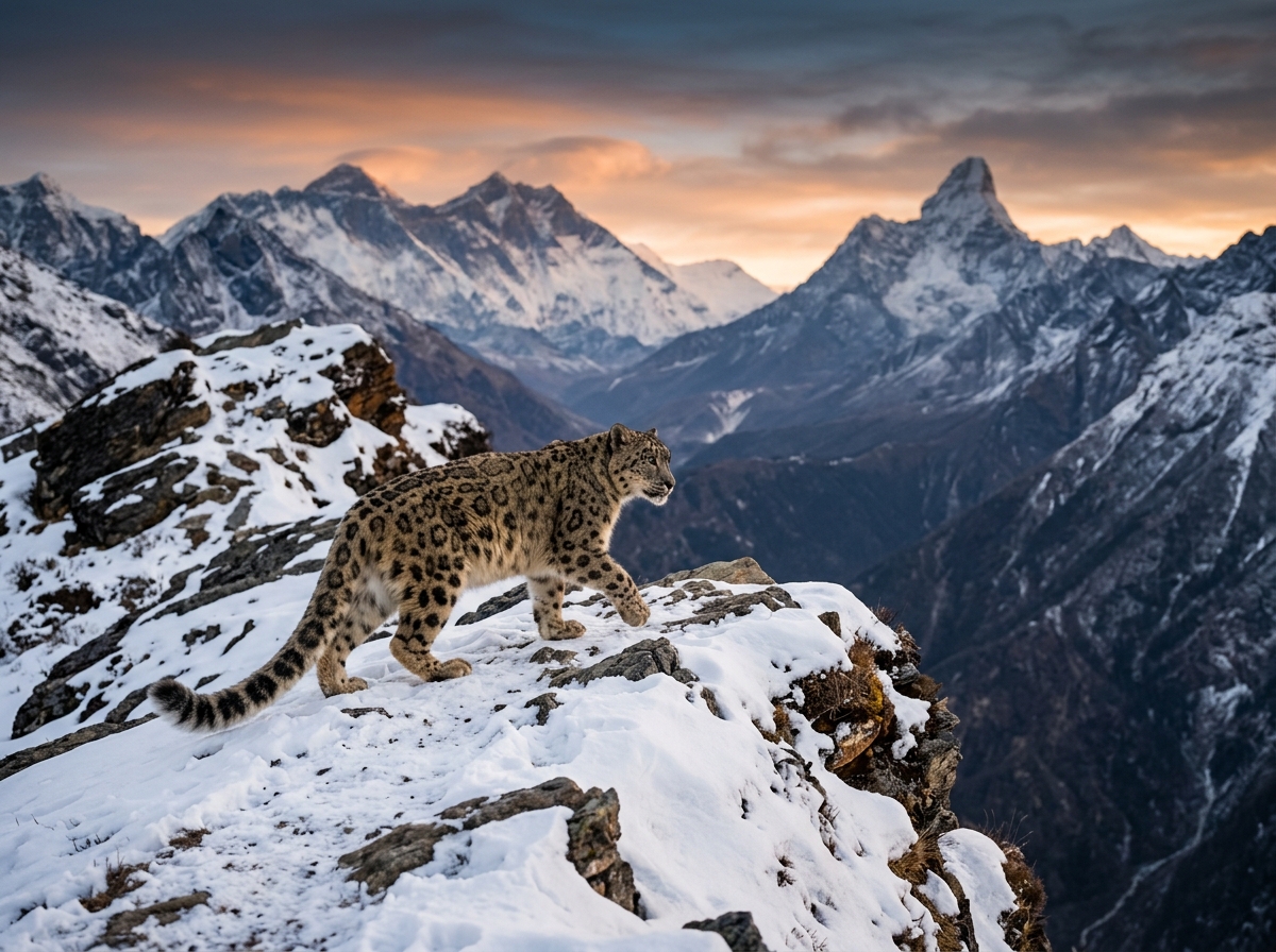 Adult snow leopard mission artwork